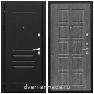 Темные входные двери, Дверь входная Армада Экстра МДФ 10 мм ФЛ-243 Черная шагрень / МДФ 10 мм ФЛ-38 Дуб филадельфия графит