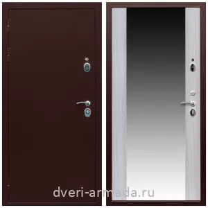 Входные двери с зеркалом и теплоизоляцией, Дверь входная утепленная Армада Люкс Антик медь / СБ-16 Сандал белый