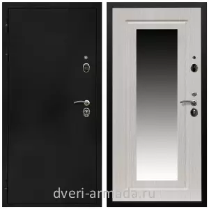 Входные двери с зеркалом и теплоизоляцией, Дверь входная Армада Престиж Черная шагрень / МДФ 16 мм ФЛЗ-120 Дуб белёный