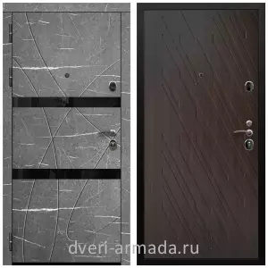 Черные входные двери, Металлическая дверь входная Армада Престиж Черная шагрень МДФ 16 мм Торос графит / МДФ 16 мм ФЛ-86 Венге структурный