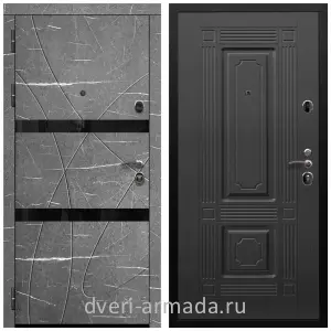 Черные входные двери, Металлическая дверь входная Армада Престиж Черная шагрень МДФ 16 мм Торос графит / МДФ 6 мм ФЛ-2 Венге