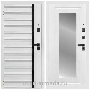 Входные двери с зеркалом и теплоизоляцией, Дверь входная Армада Каскад WHITE МДФ 10 мм / МДФ 16 мм ФЛЗ-120 Ясень белый