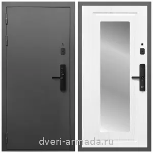 Входные двери с зеркалом и теплоизоляцией, Умная входная смарт-дверь Армада Гарант Kaadas S500/ МДФ 16 мм ФЛЗ-120 Ясень белый