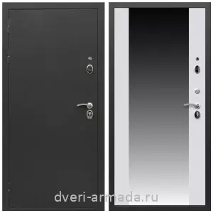 Входные двери с зеркалом и теплоизоляцией, Дверь входная Армада Престиж Черный шелк / МДФ 16 мм СБ-16 Белый матовый