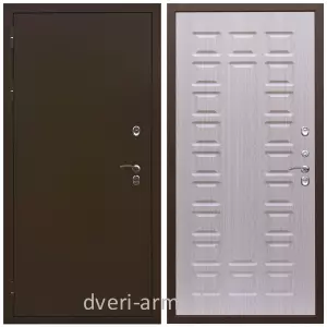 Коричневые входные двери, Металлическая коричневая дверь недорогая входная в дом с утеплением Армада Термо Молоток коричневый/ ФЛ-183 Дуб белёный в коридор