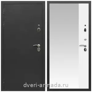 Входные двери с зеркалом и теплоизоляцией, Дверь входная Армада Престиж Черный шелк / МДФ 16 мм ФЛЗ Панорама-1 Белый матовый