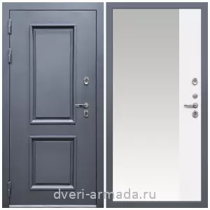 Входные двери с зеркалом и теплоизоляцией, Дверь входная уличная в дом Армада Корса / МДФ 16 мм ФЛЗ-Панорама-1, Белый матовый