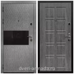 Черные входные двери, Металлическая дверь входная Армада Престиж Черная шагрень МДФ 16 мм Штукатурка графит / МДФ 10 мм ФЛ-38 Дуб Филадельфия графит