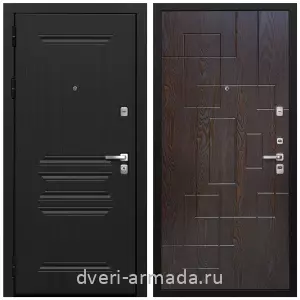 Толстые входные двери, Дверь входная Армада Экстра МДФ 10 мм ФЛ-243 Черная шагрень / МДФ 16 мм ФЛ-57 Дуб шоколад