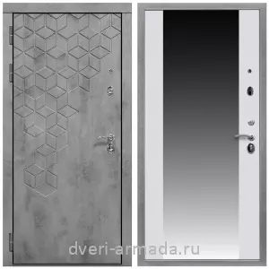 Входные двери с зеркалом МДФ, Дверь входная Армада Квадро МДФ 16 мм Бетон тёмный / МДФ 16 мм СБ-16 Белый матовый
