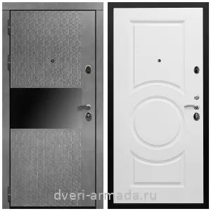 Темные входные двери, Дверь входная Армада Престиж Черная шагрень МДФ 16 мм Штукатурка графит / МДФ 16 мм МС-100 Белый матовый