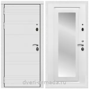 Белые двери с зеркалом, Дверь входная Армада Престиж Белая шагрень матовый линии горизонт МДФ 16 мм / МДФ 16 мм ФЛЗ-120 Ясень