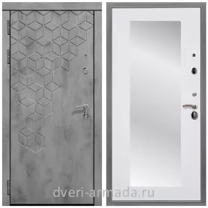Входные двери с зеркалом и теплоизоляцией, Дверь входная Армада Квадро МДФ 16 мм Бетон тёмный / МДФ 16 мм ФЛЗ-пастораль, Белый матовый