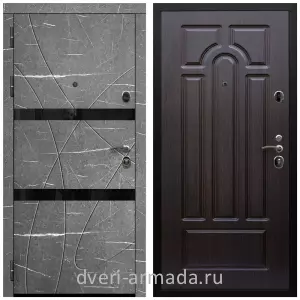 Черные входные двери, Металлическая дверь входная Армада Престиж Черная шагрень МДФ 16 мм Торос графит / МДФ 6 мм ФЛ-58 Венге