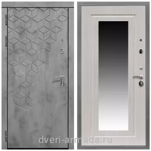 Входные двери с зеркалом и теплоизоляцией, Дверь входная Армада Квадро МДФ 16 мм Бетон тёмный / МДФ 16 мм ФЛЗ-120 Дуб белёный