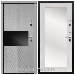 Белые двери с зеркалом, Дверь входная Армада Престиж Черная шагрень МДФ 16 мм Милк рикамо софт / МДФ 16 мм ФЛЗ-пастораль, Дуб белёный