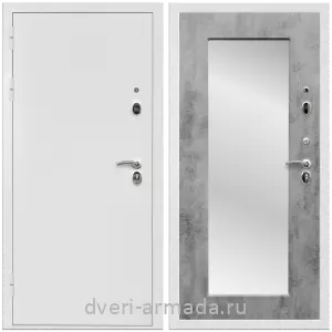 Белые двери с зеркалом, Дверь входная Армада Престиж Белая шагрень / ФЛЗ пастораль Бетон темный