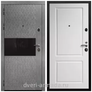 Темные входные двери, Дверь входная Армада Престиж Черная шагрень МДФ 16 мм Штукатурка графит / МДФ 16 мм ФЛ-117 Белый матовый