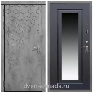 МДФ с зеркалом, Дверь входная Армада Квадро МДФ 16 мм Бетон тёмный / МДФ 16 мм ФЛЗ-120 Венге