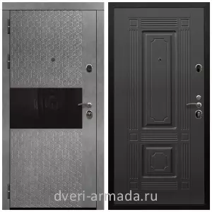 Дверь входная Армада Престиж Черная шагрень МДФ 16 мм Штукатурка графит / МДФ 6 мм ФЛ-2 Венге
