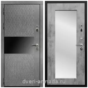 Входные двери с зеркалом и теплоизоляцией, Дверь входная Армада Престиж Черная шагрень МДФ 16 мм Штукатурка графит / МДФ 16 мм ФЛЗ-пастораль, Бетон темный