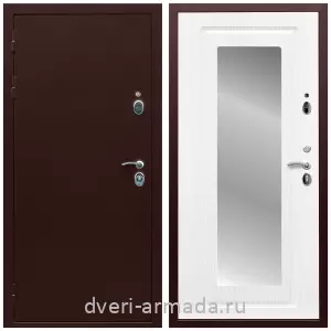 Белые двери с зеркалом, Дверь входная Армада Люкс Антик медь / ФЛЗ-120 Ясень белый для частного дома от изготовителя