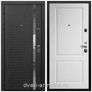 Входные двери с внутренней отделкой панелями МДФ, Дверь входная Армада Престиж Черная шагрень МДФ 16 мм ФЛН - 501/ МДФ 16 мм ФЛ-117 Белый матовый