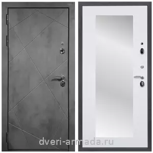Входные двери с зеркалом МДФ, Дверь входная Армада Лофт МДФ 16 мм ФЛ-291 Бетон тёмный / МДФ 16 мм ФЛЗ-пастораль, Белый матовый