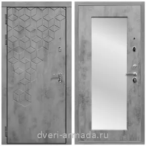 Входные двери с зеркалом МДФ, Дверь входная Армада МДФ 16 мм Квадро Бетон тёмный /  МДФ 16 мм ФЛЗ-пастораль, Бетон темный