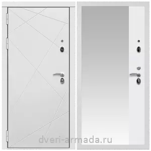 Входные двери с зеркалом МДФ, Дверь входная Армада Тесла МДФ 16 мм / МДФ 16 мм ФЛЗ Панорама-1 Белый матовый