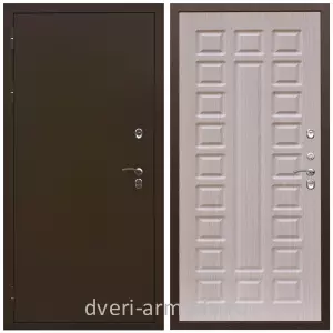 Коричневые входные двери, Металлическая коричневая дверь входная утепленная для загородного дома Армада Термо Молоток коричневый/ ФЛ-183 Сандал белый от производителя