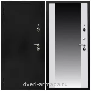 Входные двери с зеркалом и теплоизоляцией, Дверь входная Армада Престиж Черная шагрень / СБ-16 Белый матовый