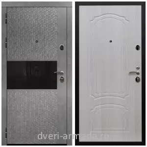 Черные входные двери, Металлическая дверь входная Армада Престиж Черная шагрень МДФ 16 мм Штукатурка графит / МДФ 6 мм ФЛ-140 Дуб белёный