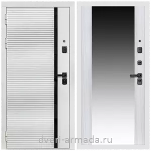 Входные двери с зеркалом и теплоизоляцией, Дверь входная Армада Каскад WHITE МДФ 10 мм / МДФ 16 мм СБ-16 Сандал белый