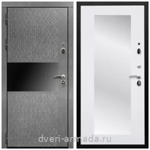 Входные двери с внутренней отделкой панелями МДФ, Дверь входная Армада Престиж Черная шагрень МДФ 16 мм Штукатурка графит / МДФ 16 мм ФЛЗ-пастораль, Белый матовый