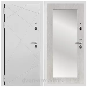 МДФ с зеркалом, Дверь входная Армада Тесла МДФ 16 мм / МДФ 16 мм ФЛЗ-Пастораль, Сандал белый