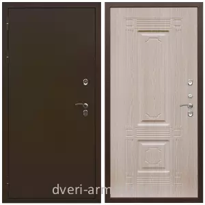 Коричневые входные двери, Металлическая коричневая дверь входная стальная уличная для загородного дома Армада Термо Молоток коричневый/ ФЛ-2 Дуб белёный