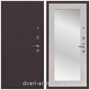 Белые двери с зеркалом, Дверь входная Армада Комфорт Антик медь / ФЛЗ-пастораль Дуб белёный