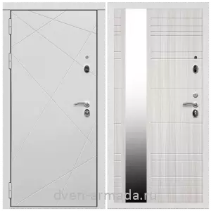 Белые двери с зеркалом, Дверь входная Армада Тесла МДФ 16 мм / МДФ 16 мм ФЛЗ-Сити Сандал белый