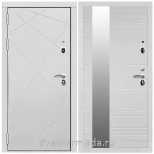 Входные двери с зеркалом МДФ, Дверь входная Армада Тесла МДФ 16 мм / МДФ 16 мм ФЛЗ-Сити Белый матовый
