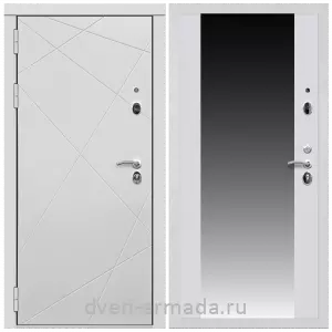 Входные двери с зеркалом МДФ, Дверь входная Армада Тесла МДФ 16 мм / МДФ 16 мм СБ-16 Белый матовый