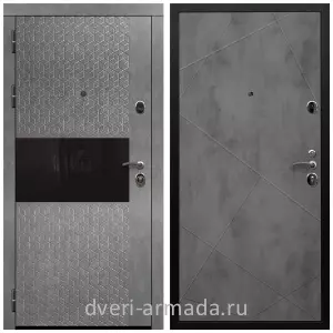 Черные входные двери, Металлическая дверь входная Армада Престиж Черная шагрень МДФ 16 мм Штукатурка графит / МДФ 10 мм ФЛ-291 Бетон темный
