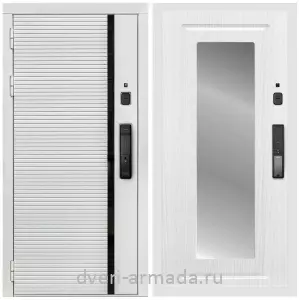 Одностворчатые входные двери, Умная входная смарт-дверь Армада Каскад WHITE МДФ 10 мм Kaadas K9 / МДФ 16 мм ФЛЗ-120 Ясень белый