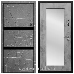 Входные двери с зеркалом МДФ, Дверь входная Армада Престиж Черная шагрень МДФ 16 мм Торос графит / МДФ 16 мм ФЛЗ-пастораль, Бетон темный