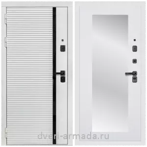 С зеркалом, Дверь входная Армада Каскад WHITE МДФ 10 мм / МДФ 16 мм ФЛЗ-Пастораль, Белый матовый