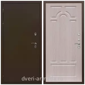 Коричневые входные двери, Металлическая коричневая дверь входная уличная в частный дом Армада Термо Молоток коричневый/ ФЛ-58 Дуб белёный с терморазрывом морозостойкая