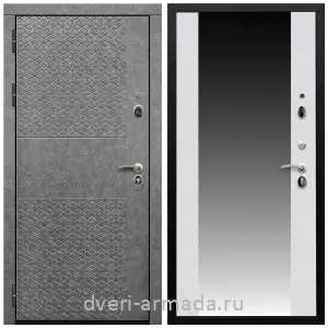 Входные двери с зеркалом и теплоизоляцией, Дверь входная Армада Престиж Черная шагрень МДФ 16 мм Штукатурка графит ФЛС - 502 / МДФ 16 мм СБ-16 Белый матовый