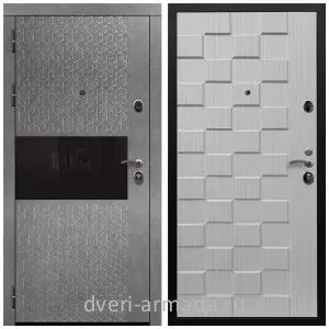 Двери со склада, Дверь входная Армада Престиж Черная шагрень МДФ 16 мм Штукатурка графит / МДФ 16 мм ОЛ-39 Лиственница беж
