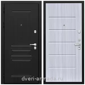 Темные входные двери, Дверь входная теплая Армада Экстра МДФ 10 мм ФЛ-243 Черная шагрень / МДФ 10 мм ФЛ-102 Сандал белый для квартиры