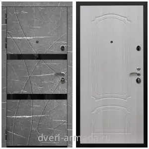 Черные входные двери, Металлическая дверь входная Армада Престиж Черная шагрень МДФ 16 мм Торос графит / МДФ 6 мм ФЛ-140 Дуб белёный